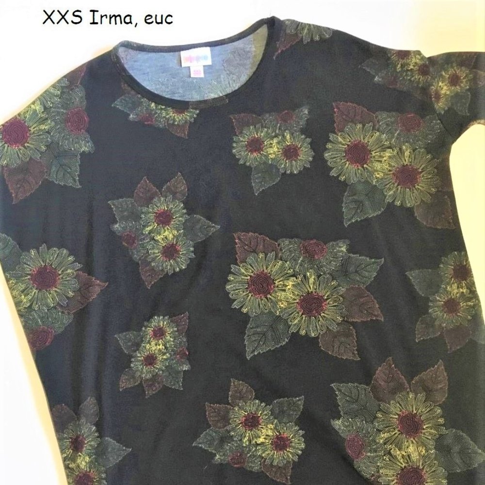XXS Lularoe Irma oversized tunic, sunflowers